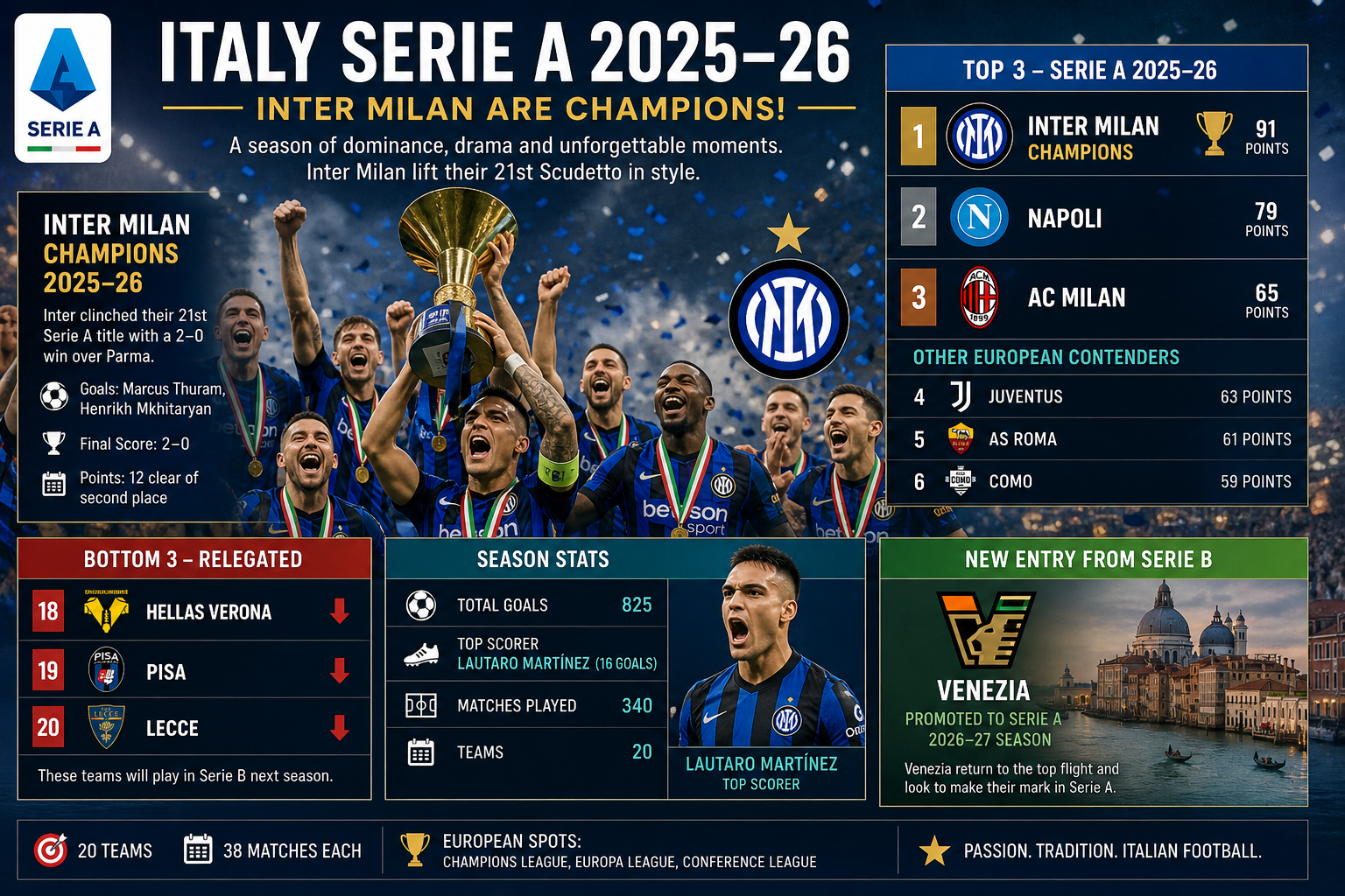Serie A Final Day: Como and AS Roma Celebrate Champions League Qualification as Heavyweights Collapse